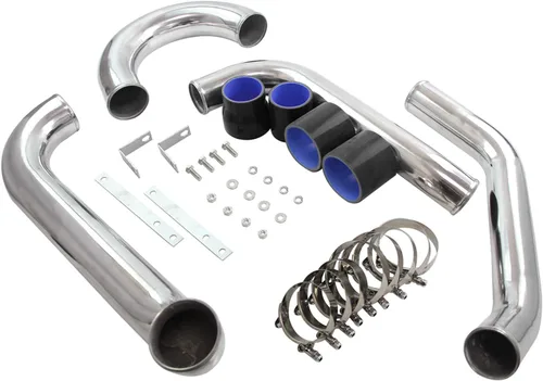 Vista 3 de Kit de tubos intercooler para Toyota Supra MK4 2JZ-GTE JZA80 2JZGTE Motor Twin Turbo 3.0L MKIV 1993-1998 (tubo plateado-negro)