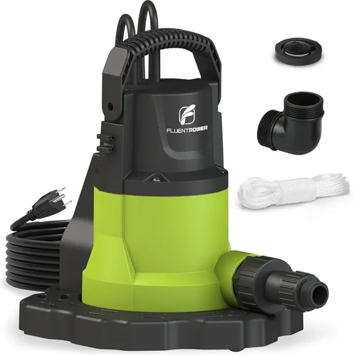 Vista 8 de FLUENTPOWER Bomba de Barril de Lluvia de 1/2HP, Bomba de Agua Sumergible de 1050GPH con Interruptor de Flotador y Cable de 26 pies, Drenaje de Agua