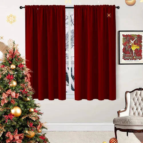 Vista 31 de CUCRAF Cortinas opacas de 45 pulgadas de largo, juego de 2 paneles para dormitorio, bolsillo para cortinero, cortinas de oscurecimiento