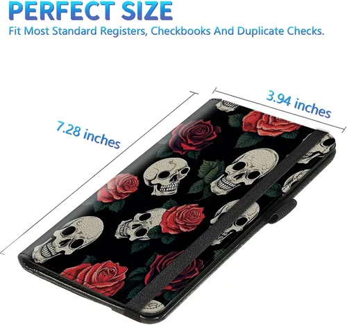 Vista 97 de Funda para chequera para hombres y mujeres, cartera de cuero RFID con ranuras para tarjetas de crédito, soporte de cheques duplicados personales