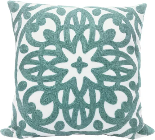 Vista 43 de Alysheer Funda de almohada decorativa bordada de 18 x 18 pulgadas, acogedora y fresca funda de cojín bohemia con diseño de mandala chic de punto