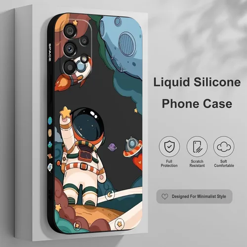 Vista 2 de LEECG Funda protectora de silicona suave para Samsung Galaxy A53 5G, diseño creativo lateral para Samsung A53 5G, negro astronauta