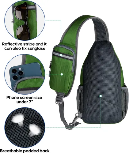 Vista 12 de Waterfly - Mochila cruzada tipo bandolera para viajes y caminatas, bolsa de pecho, Gris, talla única