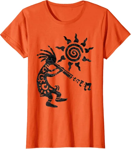 Vista 49 de Native American Kokopelli Musican With Flute 2 - Camiseta divertida para fanáticos, Blanco, S