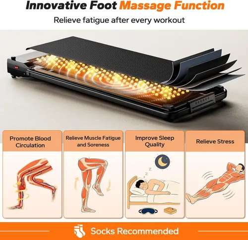 Vista 3 de Under Desk Walking Pad Treadmill with Handle Bar, 4 in 1 Compact Portable Treadmill for Home Small & Office, 3.0HP Foldable Walking Pad with APP