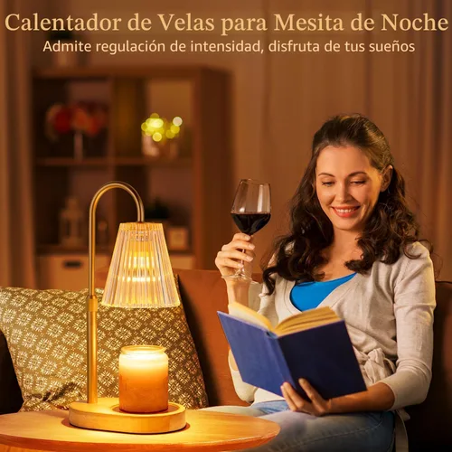 Vista 6 de Lámpara calentadora de velas con temporizador, velas eléctricas, calentadores de cera, lámparas de vidrio para tarros, quemador, altura ajustable
