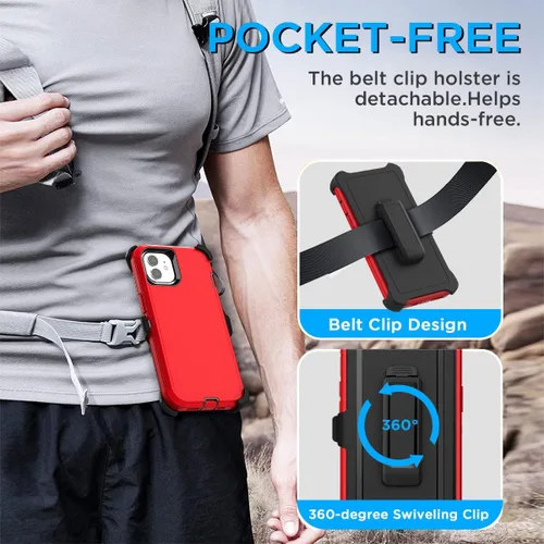 Vista 3 de AICase Funda para iPhone 11 con Clip para Cinturón, Protección Resistente contra Caídas de Servicio Pesado, Cubierta de Teléfono Protectora Duradera