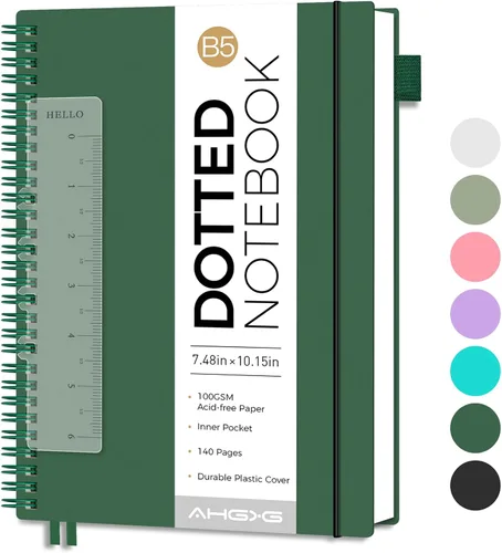 Vista 37 de AHGXG Diario de puntos, cuaderno en espiral de cuadrícula de puntos de 8.5 x 11 pulgadas, cuaderno de puntos grande A4, papel grueso de 3.53 oz/m²