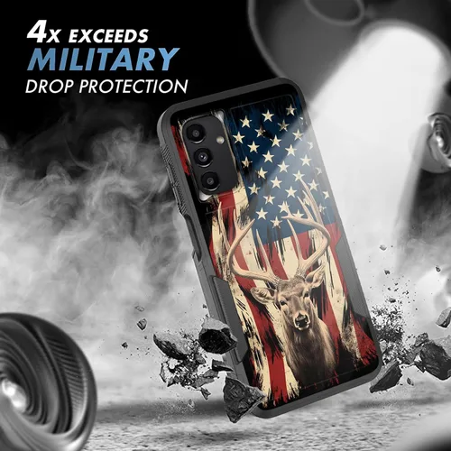 Vista 5 de Funda para Galaxy A13 5G, resistente de doble capa híbrida de policarbonato duro de goma suave a prueba de golpes para Samsung Galaxy A13 5G, ciervo