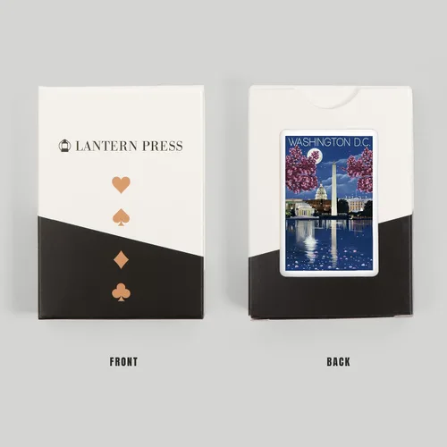 Vista 8 de Lantern Press Washington, DC, escena nocturna (52 cartas de juego, baraja de cartas de tamaño póquer con comodines)