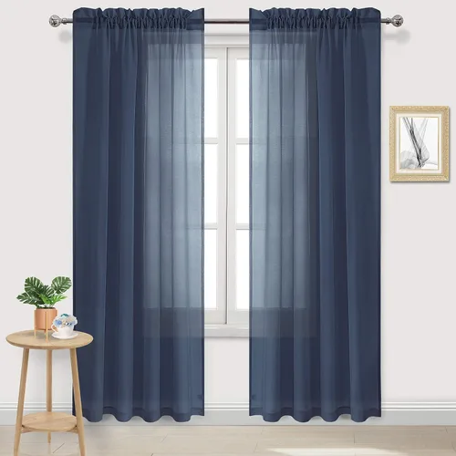 Vista 117 de DWCN Cortinas Transparentes Aqua de Voile Semitransparente con Bolsillo para Barra para Dormitorio y Sala de Estar, 36 x 36 pulgadas de Largo, Juego