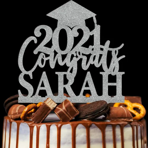 Vista 8 de Decoración personalizada para tartas de graduación – Decoración para tartas de graduación con nombre y fecha – Decoraciones acrílicas personalizadas