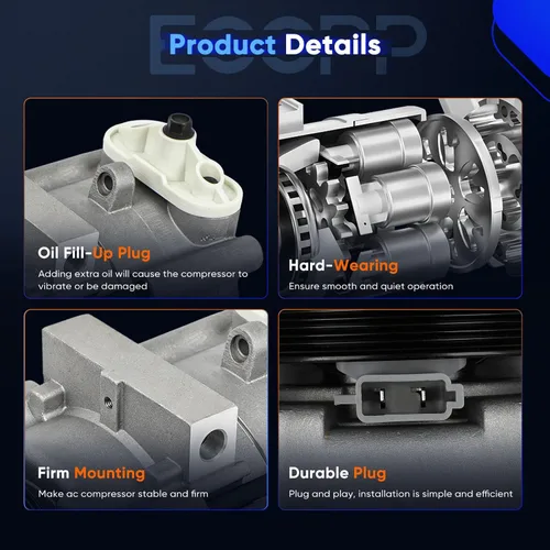 Vista 3 de ECCPP Compresor de A/C con embrague 1997-2001 apto para Ford E-150 Econoline 4.2L AC Compresor de refrigeración fuerte