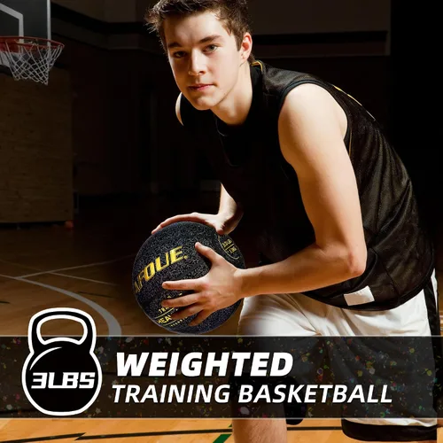Vista 4 de Quality Faux Leather Heavy Training Basketball 29.5/28.5" Size 7/6 Negro estrellado