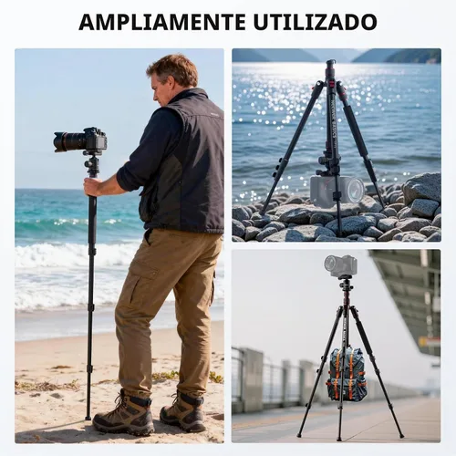 Vista 7 de NEEWER Basics - Trípode para cámara, 71 pulgadas, de aluminio, resistente, portátil, para viajes, DSLR, soporte para teléfono celular con cabeza