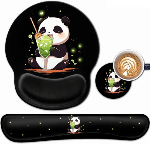 Vista 31 de Alfombrilla de mouse ergonómica para juegos con soporte de muñeca y teclado de espuma viscoelástica con base antideslizante para escritorio