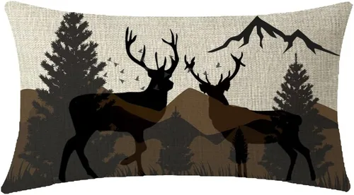 Vista 20 de ITFRO - Juego de 2 bonitas fundas de cojín con diseño de osos de regalo, árbol de pino, bosque, montañas, de lino de algodón, para almohadones Juego