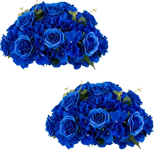 Vista 18 de Bolas de flores burdeos para centros de mesa: 11.8 pulgadas de diámetro, juego de 6