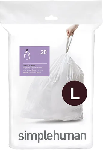 Vista 46 de simplehuman Forro para bote de basura de ajuste personalizado, 45 litros/12 galones, 20 unidades (paquete de 2)