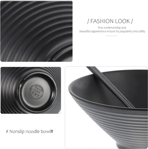Vista 9 de Hemoton 1 juego de tazones de ramen cucharas mezcladoras palillos japoneses ensaladera con tapa Pho cuencos de cerámica cuencos de mezcla de ramen