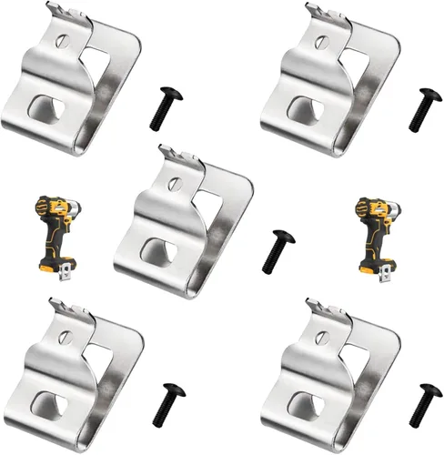 Vista 2 de 5 clips para cinturón de acero inoxidable N268241 N086039 (con tornillos) compatibles con herramientas eléctricas Dewelt de 20 V, compatibles