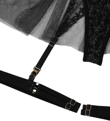 Vista 6 de Lilosy Conjunto de lencería sexy de encaje floral acolchado con aros de alta espera