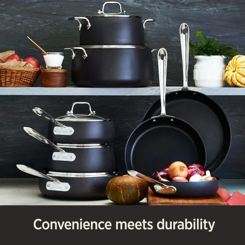 Vista 2 de Sartén para cocineros / sartén para Wok All-Clad E7859464 HA1, libre de PFOA, seguro, para lavaplatos, antiadherente, anodizada