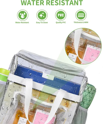 Vista 92 de MAY TREE Bolsa transparente para eventos en estadios de 12 x 6 x 12 pulgadas, bolsa de almuerzo transparente con correas reforzadas para trabajo