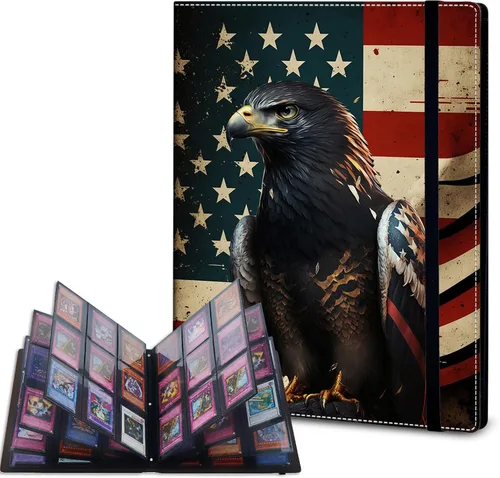 Vista 13 de Carpeta de tarjetas – Carpeta de 9 bolsillos para tarjetas intercambiables, carpeta de cuero de 360 bolsillos de carga lateral para MTG, TCG Bandera