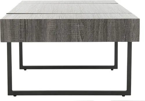 Vista 6 de SAFAVIEH Home Collection - Mesa de centro rectangular moderna Tristan con parte superior de madera negra y base de metal negro, mesa minimalista