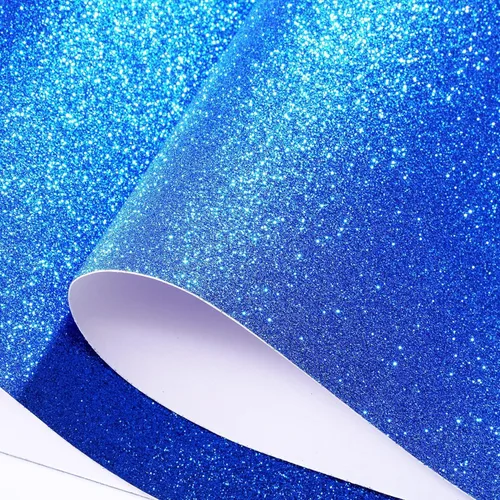 Vista 8 de FunStick Cartulina azul real con purpurina de 15.8 x 78.8 pulgadas, papel de purpurina azul autoadhesivo, cartulina brillante para Cricut