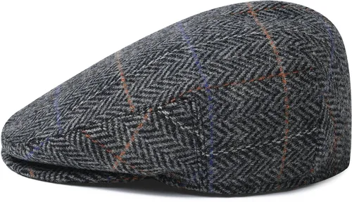 Vista 25 de Hombres Mezcla de Lana Ivy Newsboy Gorra Tweed Gatsby Cabbie Flat Hat