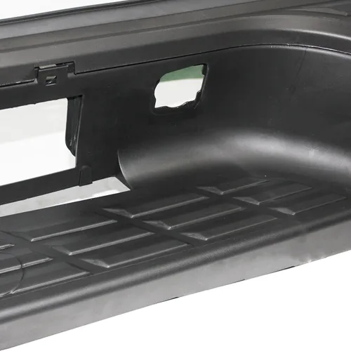 Vista 4 de Parachoques trasero negro de acero sin orificios de sensor con almohadillas laterales para Chevy Silverado GMC Sierra 1500 2007-2013