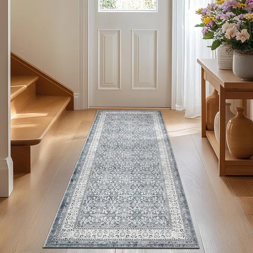 Vista 135 de jinchan Fiora - Alfombra lavable de área pequeña, alfombra de entrada floral de medio círculo de 2 x 3, tapete de media luna de pelo bajo, suave