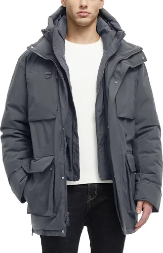 Vista 7 de Chaquetas largas de invierno para hombre, parka impermeable de dos piezas con capucha, abrigos cálidos de nieve con capucha
