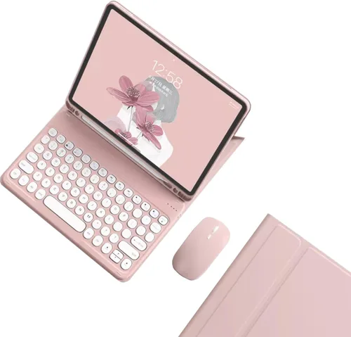 Vista 10 de kaidisen Funda de teclado para Galaxy Tab S6 Lite de 10.4 pulgadas con teclado y mouse Bluetooth, cubierta de teclado desmontable de color caramelo