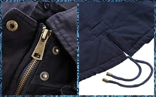 Vista 5 de Bellivera Chaqueta tipo parka de sarga para mujer, abrigo largo cálido con capucha y cuello de piel sintética