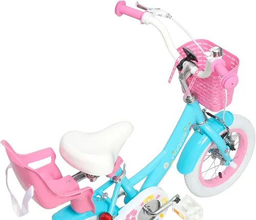 Vista 7 de Glerc Maggie Girls Bike, 12-20 Inch Kids Bike for 2-13 Years Old Children, Princess Style Kids Bicycle with Doll-Seat & Basket & Training Wheels