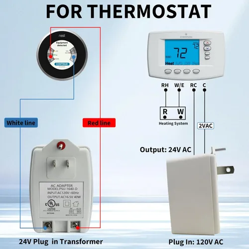 Vista 3 de Timbre de puerta de 16.5 V 40 VA enchufable de reajuste automático de transformadores de CA de seguridad, compatible con Ring Video Doorbell Pro