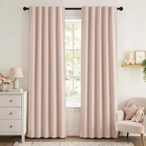 Vista 14 de MIULEE Linen Textured 100% Blackout Curtains Drapes White Backing 96" Long Birch