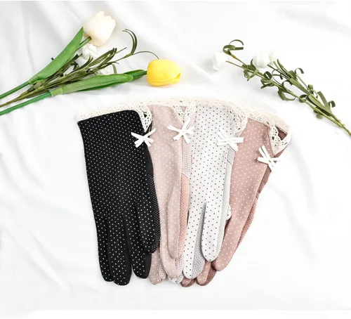 Vista 7 de Mcool Mary Guantes de encaje para mujer para actividades al aire libre, 4 pares, protección solar, algodón transpirable resistente a los rayos UV