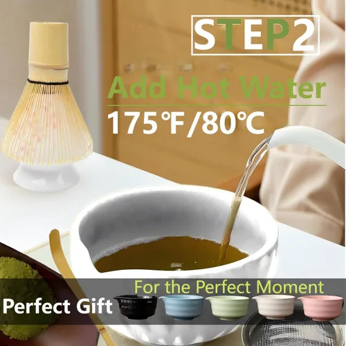 Vista 4 de Matcha Tools, soporte para batidor de matcha, soporte para batidor de Matcha Chasen, soporte de cerámica, cuenco de matcha, inicio de ceremonia