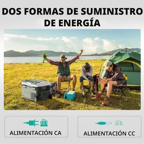 Vista 5 de Alpicool Refrigerador portátil para automóvil, refrigerador de 12 voltios con rueda, refrigerador de automóvil de 42 cuartos de galón, control