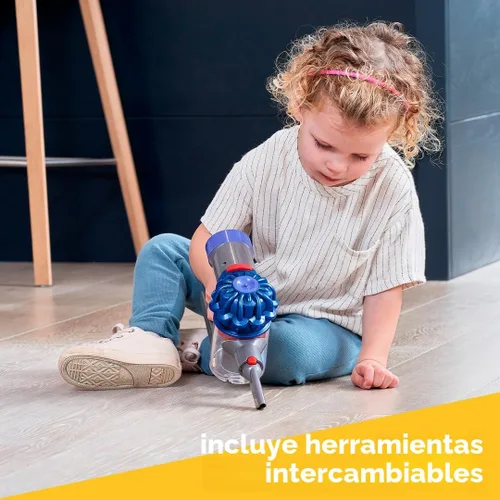 Vista 4 de Casdon Dyson - Aspiradora inalámbrica azul Aspiradora Dyson de juguete interactiva y con licencia oficial para niños de 3 años en adelante