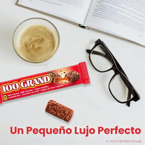 Vista 5 de 100 Grand Barras de chocolate con leche crujiente con caramelo, de tamaño completo envueltas individualmente, 1.5 oz cada una, caja a granel de 18