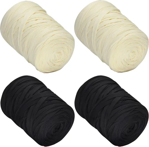 Vista 22 de 400g de hilo de tela elástica para tejer con ganchillo para DIY, 119 metros de hilo de espagueti grueso para tejer para proyectos de bolso, cesta