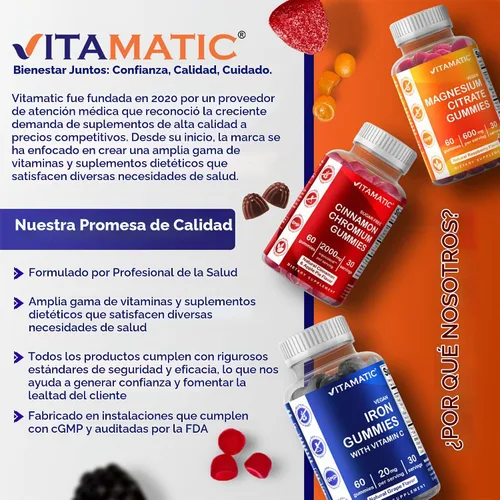 Vista 6 de Vitamatic Gomitas de zinc de 50 mg - 60 gomitas veganas - Sin gluten - Paquete de 2