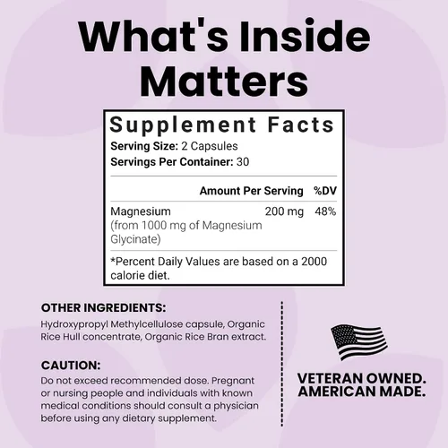 Vista 4 de Luma Nutrition Glicinato de magnesio 1000 mg – Apoya el estrés, el sueño, la salud nerviosa y muscular – Cápsulas de suplemento de magnesio puro