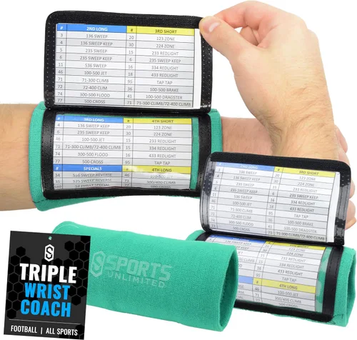 Vista 74 de Sports Unlimited Banda Instructora Triple para Adultos, Muñequeras de Fútbol para Jugadas, Muñequeras de Béisbol, Bandas de Brazo QB