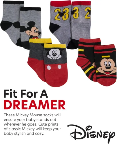 Vista 3 de Disney Calcetines de Mickey Mouse para bebés y niños, paquete de 24 calcetines para recién nacidos, para bebés (tamaño 0-24 meses)